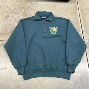 vintage meredith woods destination quarter zip sweatshirt size large